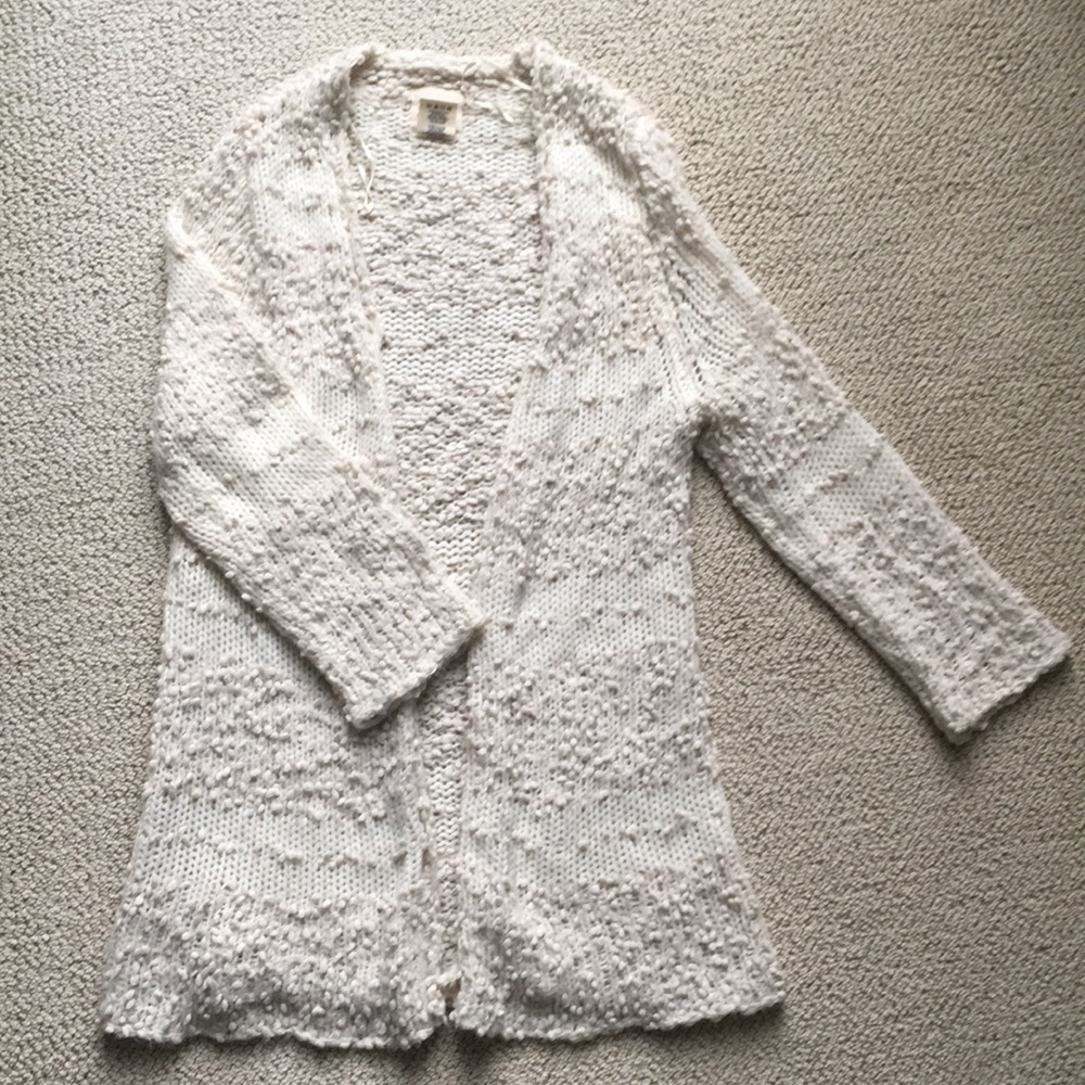 Nubby knit cream cardigan sweater